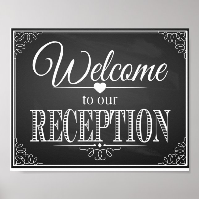 Pôster Chalkboard Welcome to our reception print (Frente)