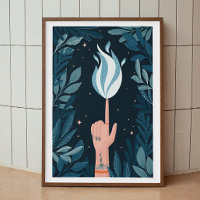 Chama de marinho azul-noite mágica. Arte espirituo