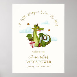 Poster Chamada de Chuvada de Bebê Estrelas Pequeno Dragão