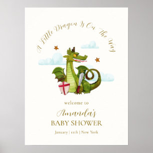 Poster Chamada de Chuvada de Bebê Estrelas Pequeno Dragão