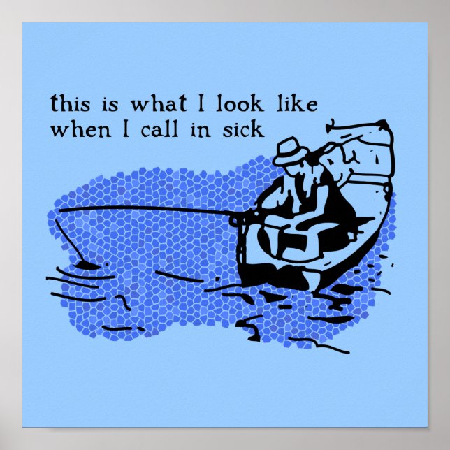 Pôster Chamada Engraçada Pesca Engraçada Trabalho De Impr (Frente)