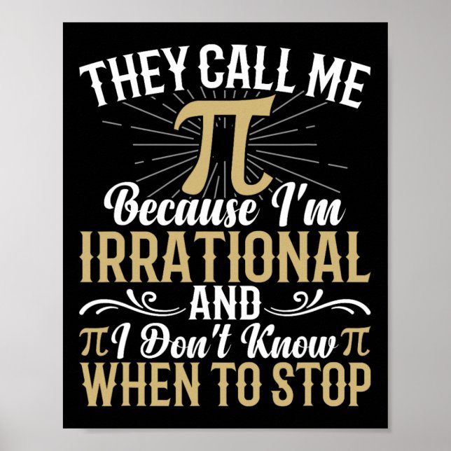 Poster Chamam-me Pi porque sou Irracional - Matemática 3, (Frente)