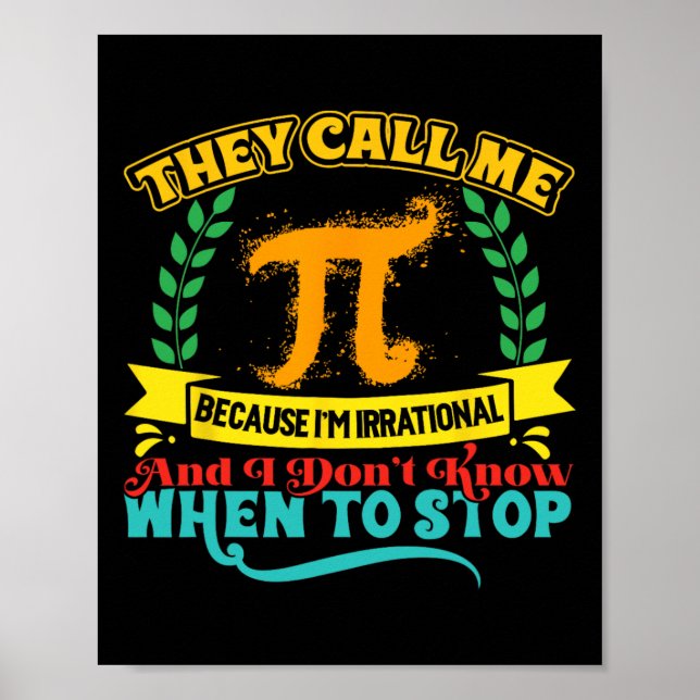 Poster Chamam-Me Professor De Geek De Matemática Pi 3,14  (Frente)