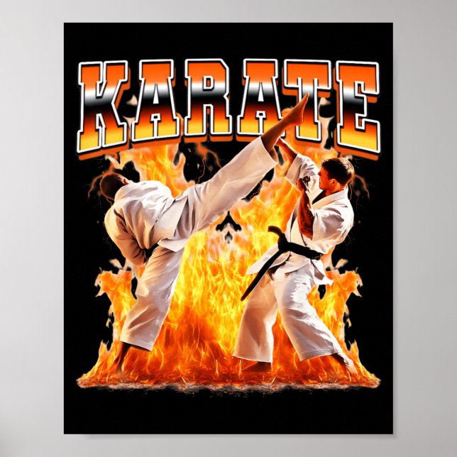 Poster Chamas de Karate Taekwondo Estilo Bootleg 90s (Frente)