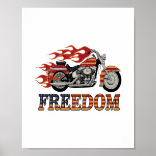 Poster Chamas de Motocicleta Liberdade