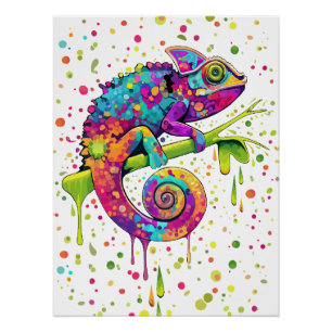 Pôster Chameleon Paint mantém estilo aquarela