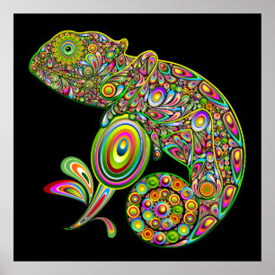 Poster Chameleon Psychedelic Fantasy