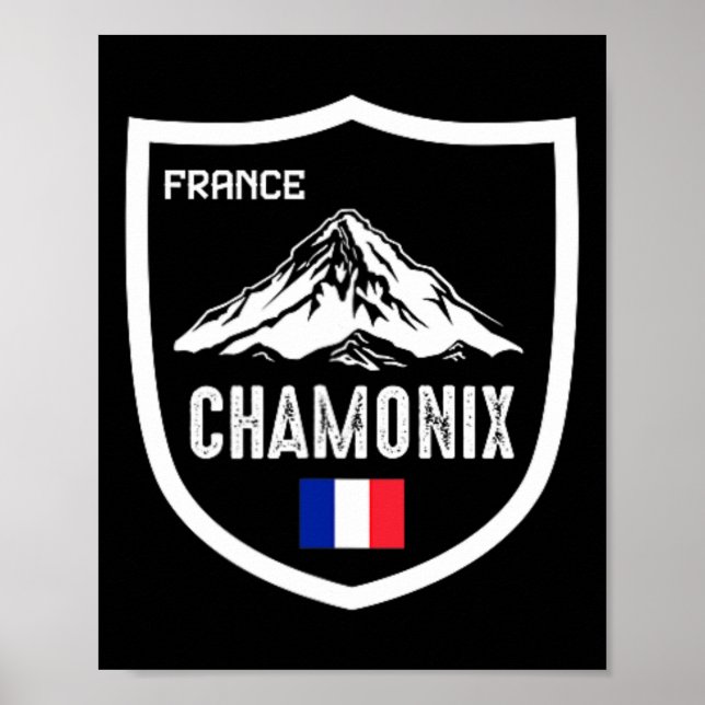Poster Chamonix França Ski Resort Skiing Mountain French (Frente)