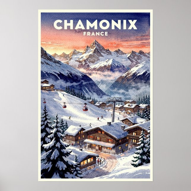Poster Chamonix França Viagem Vintage (Frente)