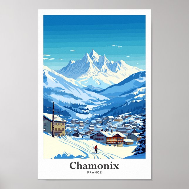 Poster Chamonix France - Ilustração de arte Viagem (Frente)
