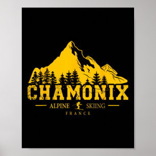 Poster Chamonix France Ski Resort Alpino Skiing French Al