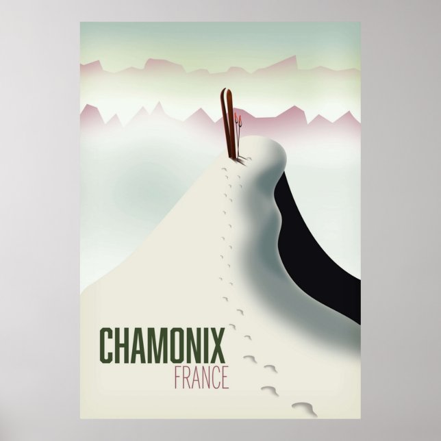 Poster Chamonix France ski viagem (Frente)
