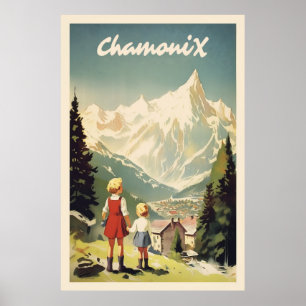 Poster Chamonix, Mont Blan, Ski