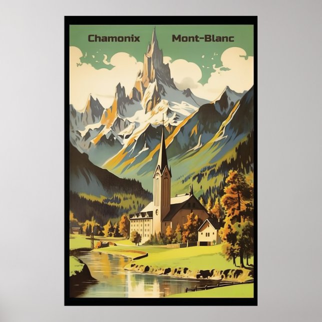 Poster Chamonix, Mont Blan, Ski (Frente)
