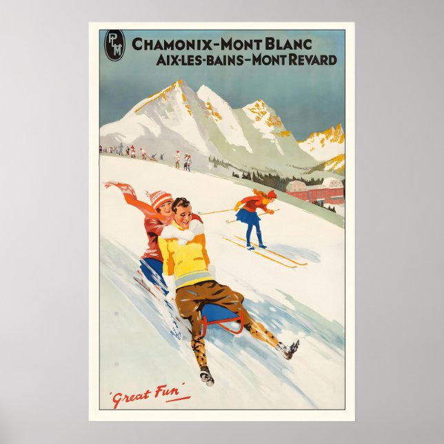 Poster Chamonix Mont-Blanc Aix les Bains Mont Revard (Frente)