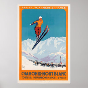 Poster Chamonix-Mont Blanc Oberland Esporte de Inverno Fr