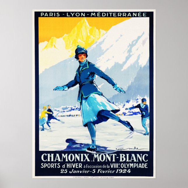 Poster CHAMONIX Mont Blanc Sports D' Hiver Suiça (Frente)