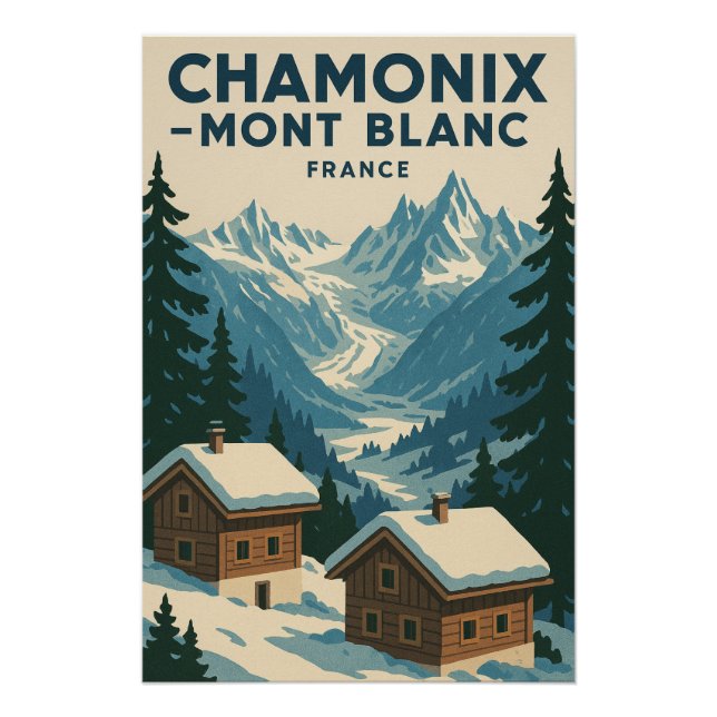 Pôster CHAMONIX — MONT BLANC viagem (Frente)
