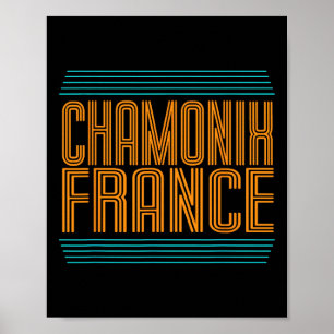 Poster Chamonix Retro French Alps Esqui Alpino França Sk