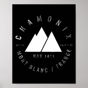 Poster Chamonix Valley Mont Blanc France Snowboard