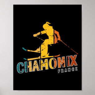Poster Chamonix Vintage Ski Resort França Esqui alpino F