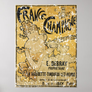 Poster Champagne-1899 francês - afligido