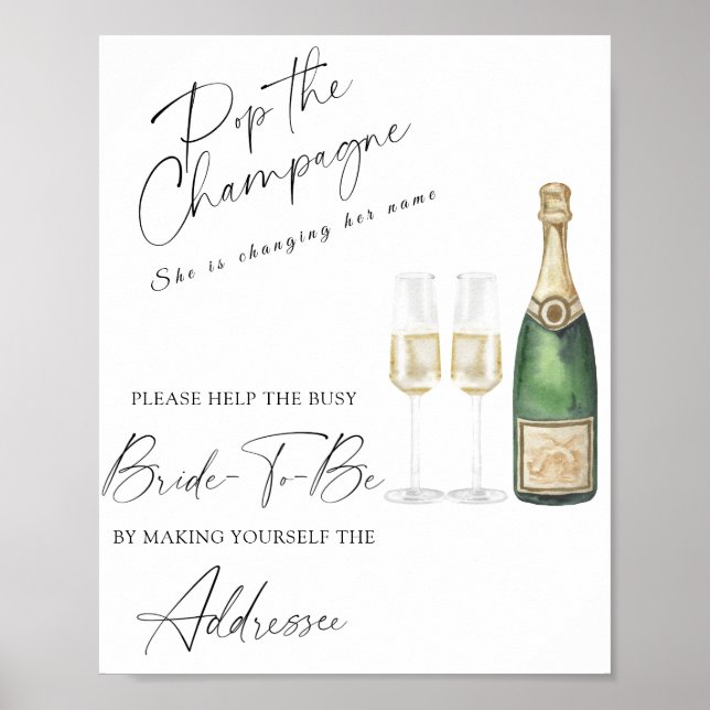 Poster champagne - ajude a noiva ocupada  (Frente)