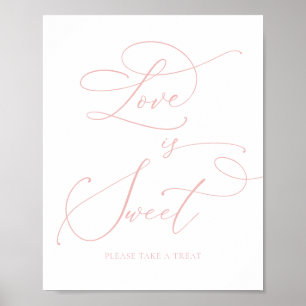 Poster Champagne Bege Rosa Amor é Doce Barra de Sobremesa