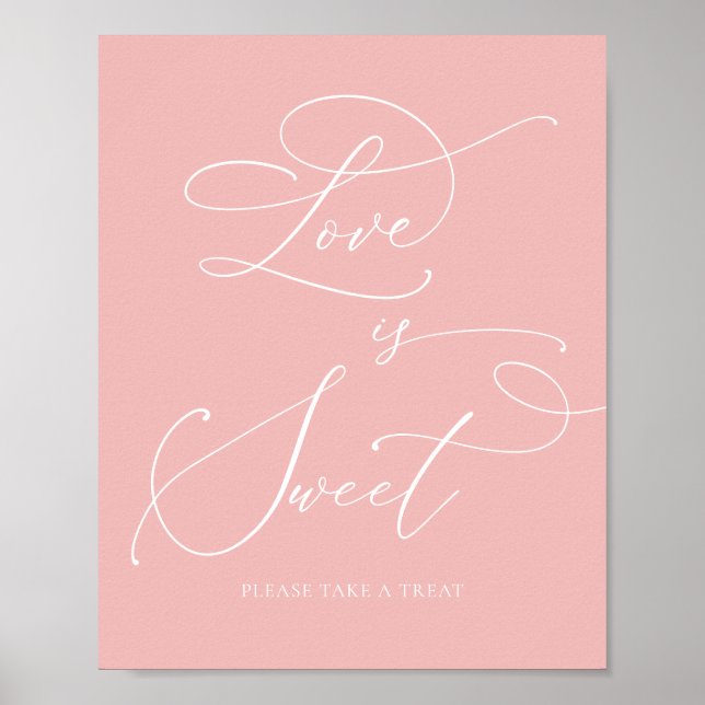 Poster Champagne Blush Chá de panela Love is Sweet Sign (Frente)