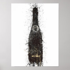 Poster Champagne Bottle Wall Art Print 'Black Fizz'