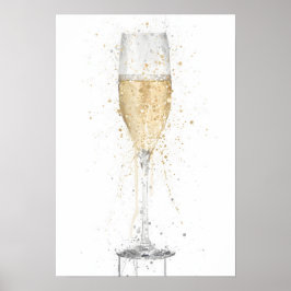 Poster Champagne Flute 'White'