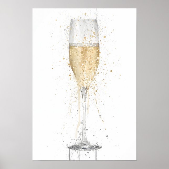 Poster Champagne Flute 'White' (Frente)
