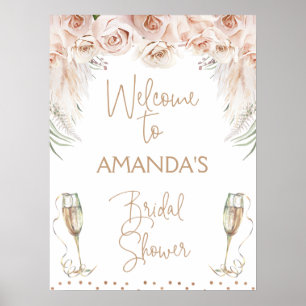 Poster Champagne Glass Boho Brunch Chá de panela Bem-vind