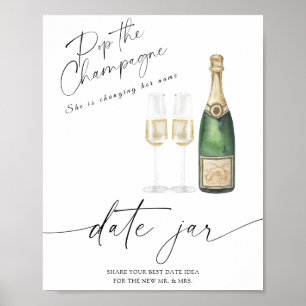 Poster Champagne - ideias para noite de encontro. Pote de