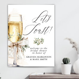 Poster Champagne Let's Toast Winter Bridal Shower Welcome