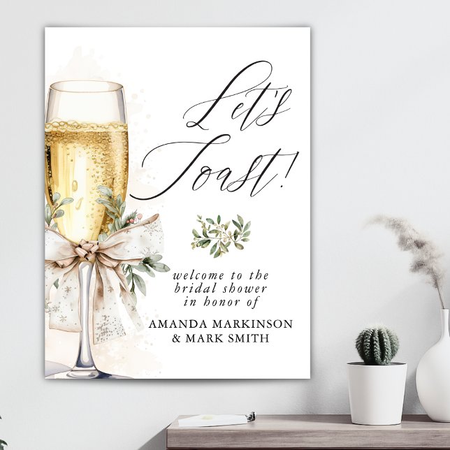 Poster Champagne Let's Toast Winter Bridal Shower Welcome (Criador carregado)
