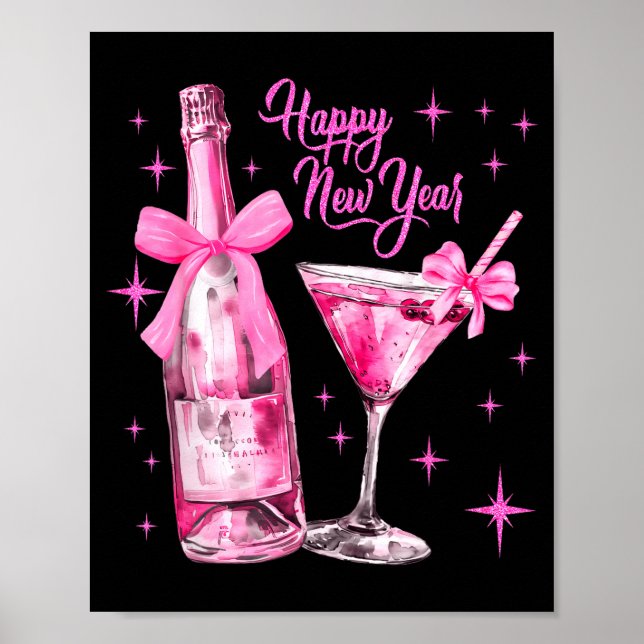 Poster Champagne Swea Martini Coquette Happy New Year Par (Frente)