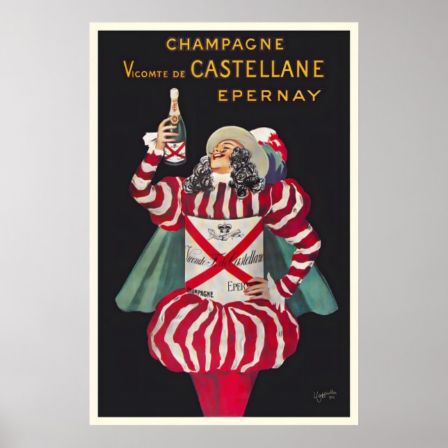 Poster Champagne Vicomte de Castellane Vintage Comida&Beb (Frente)