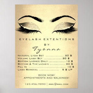 Poster Champaigne Dourado Makeup Artist Lashes Preços