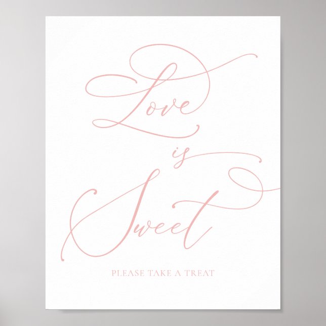 Poster Champanhe Blush Pink Love é doce Bar de deserto (Frente)
