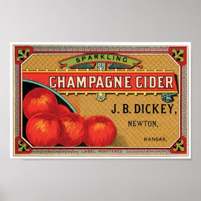 Poster Champanhe Cider JB Dickey, Newton, Kansas (Frente)