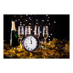Pôster Champanhe de SlipperyJoe, comemoração do Ano Novo