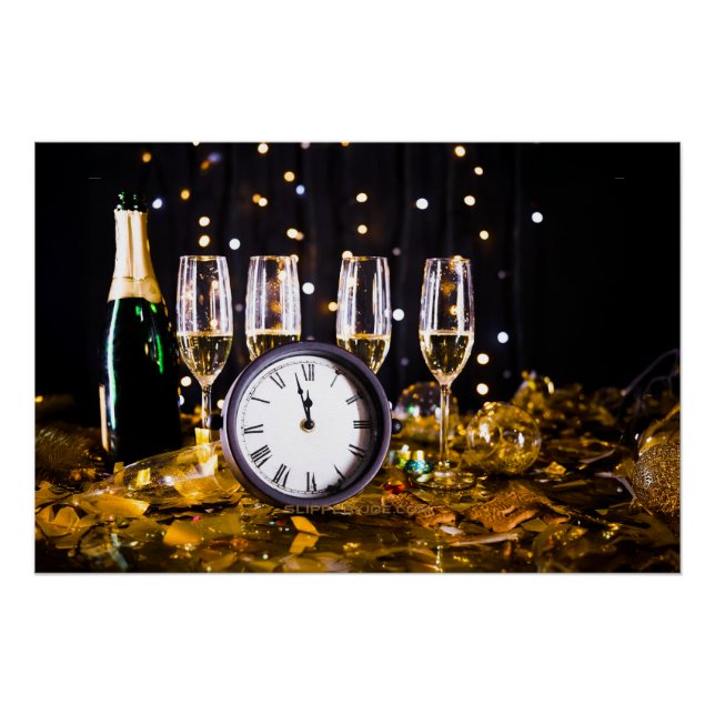 Pôster Champanhe de SlipperyJoe, comemoração do Ano Novo (Frente)