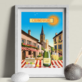 Poster Champanhe Editável Em França Feriado De Estilo Vin