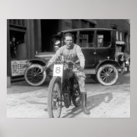 Champion Motorcycle Racer, 1922. Vintage Photo