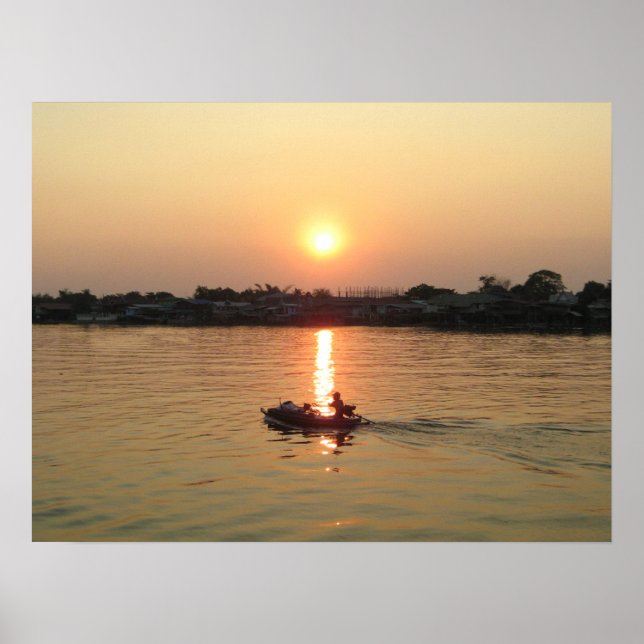 Poster Chao Phraya River Sunset ... Ayutthaya, Tailândia (Frente)