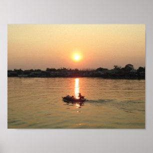 Pôster Chao Phraya River Sunset ... Ayutthaya, Tailândia