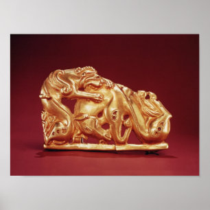 Pôster Chapa que descreve um grifo que ataca um cavalo