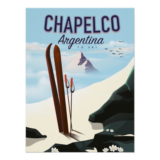 Pôster Chapelco Argentina para Esqui (Frente)
