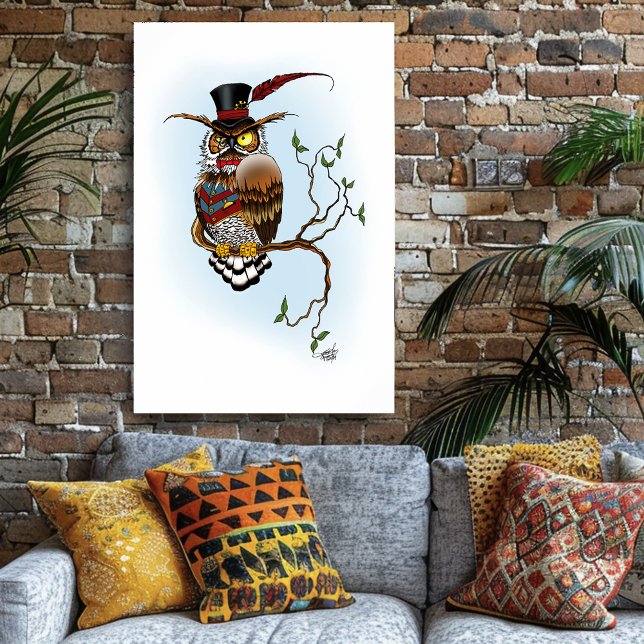 Poster Chapéu Alto de Coruja Dapper Steampunk Vitoriano V (Criador carregado)